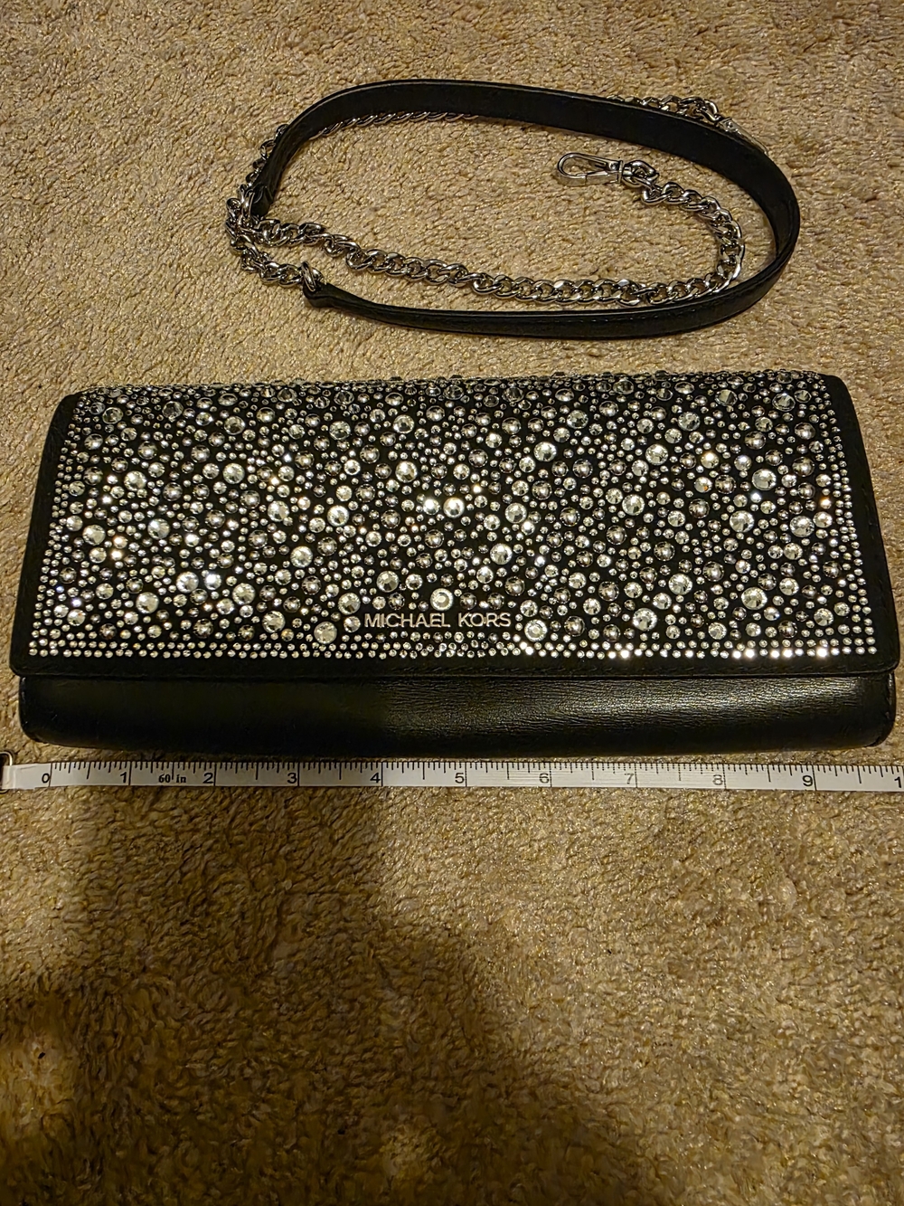 Michael Kors Black Leather Clutch with Magnetic Snap